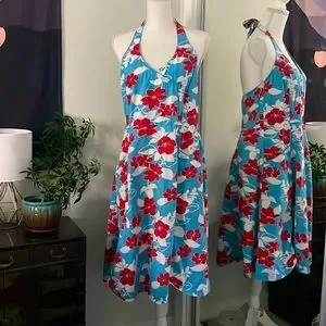 H&M | Dresses | Hm Divided Red White And Blue Tie Halter Dress Size 2 |  Poshmark